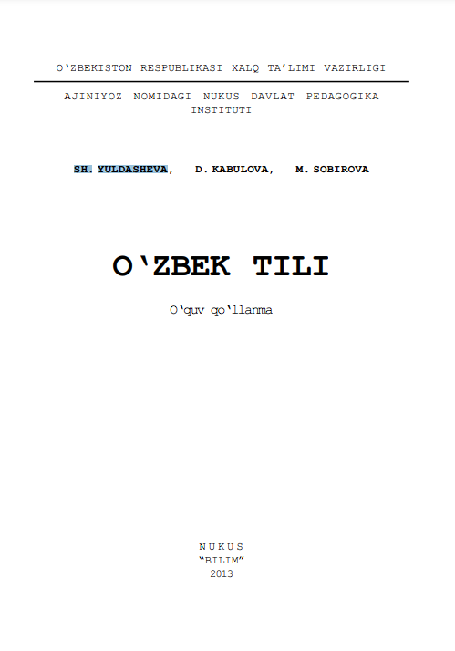 O'zbek tili o'quv qo'llanma